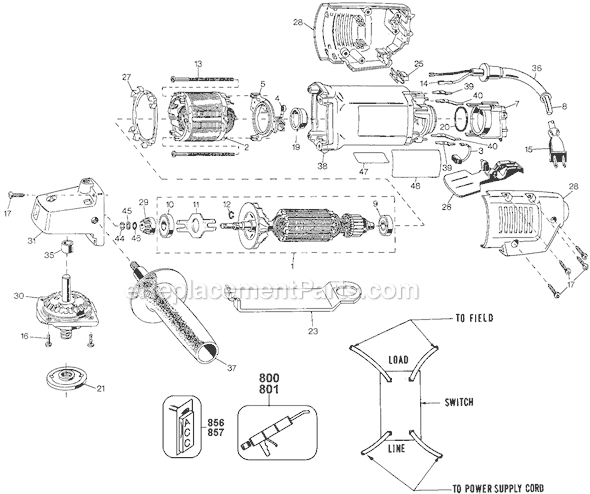 Page A Diagram and Parts List for 4247-90 Type 100 Black and Decker Angle Grinder